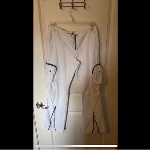 Y2k LOWRISE Mudd White Cargo Pants with Black Accents